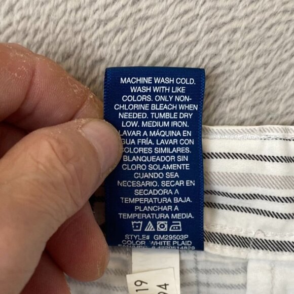 George Mens Cargo Shorts 42 Plaid Casual Flat Front Lightweight Summer White - Picture 8 of 11